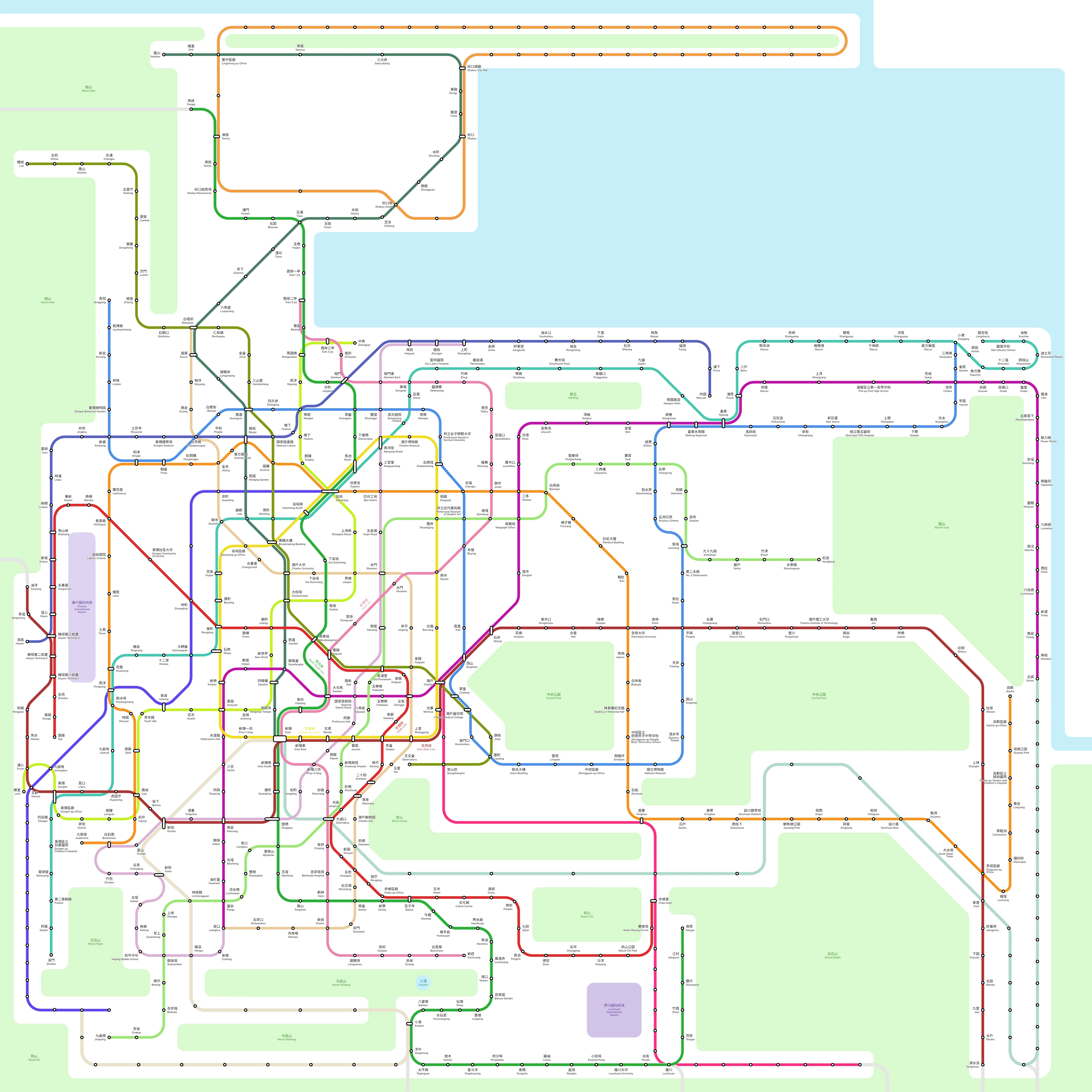 潮户轨道交通全网线路图